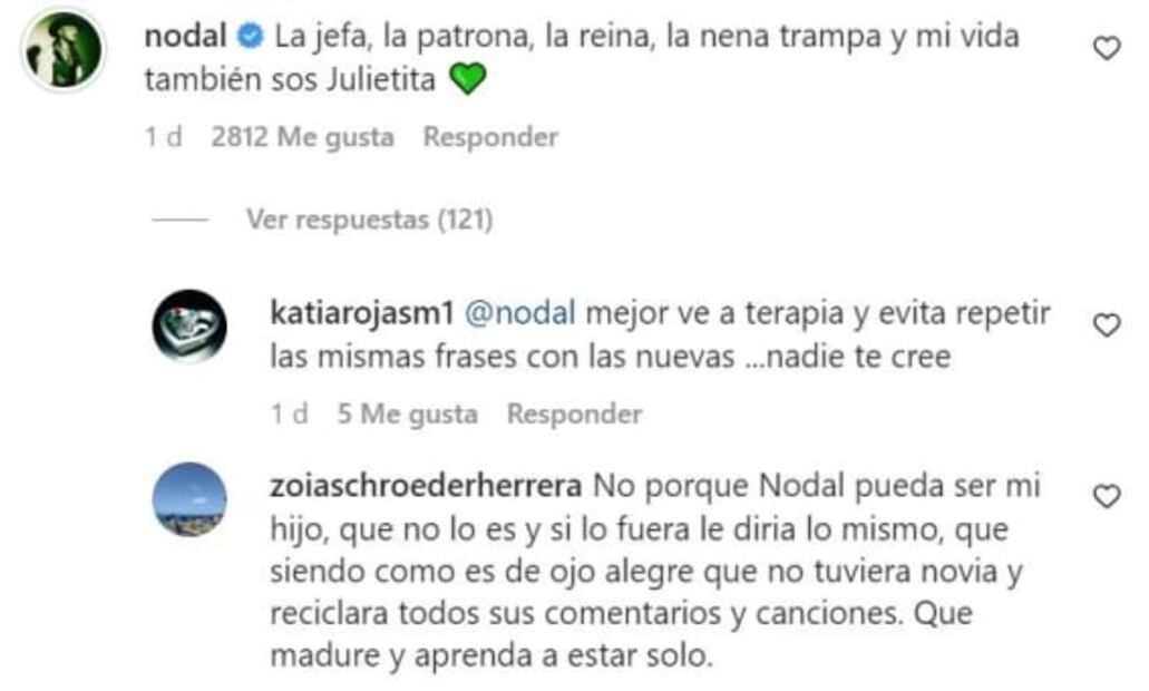 Nodal, perdidamente enamorado de Cazzu, le comenta sus fotos y Belinda se hace presente