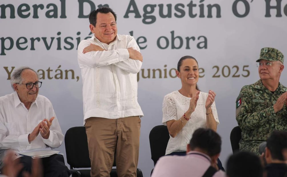 Gobernador de Yucatán durante la reunión con la Presidenta Claudia Sheinbaum en la entidad (21/06/2025). Foto: Especial