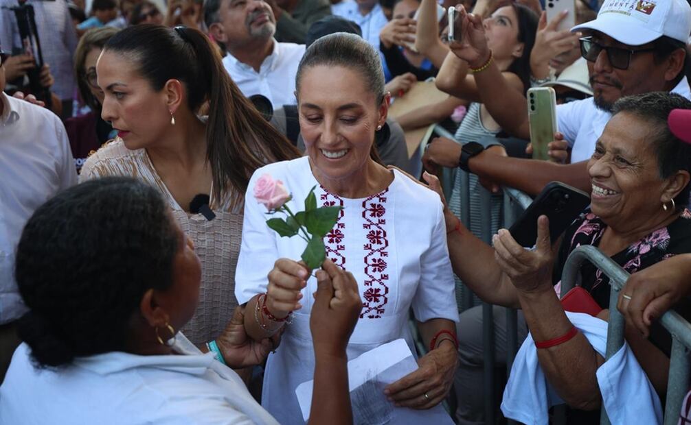 Claudia Sheinbaum encabezó un mitin en Los Cabos ante cientos de simpatizantes de la coalición Sigamos Haciendo Historia. Foto: Diego Simón / EL UNIVERSAL