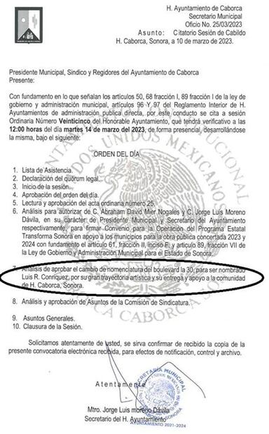 Buscan renombrar calle como “El Rey de los Corridos Bélicos” en Caborca, Sonora