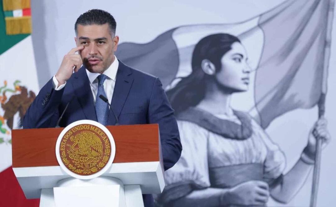 El secretario de Seguridad y Protección Ciudadana, Omar García Harfuch, durante la mañanera del 9 de diciembre del 2025. Foto: Fernanda Rojas / EL UNIVERSAL