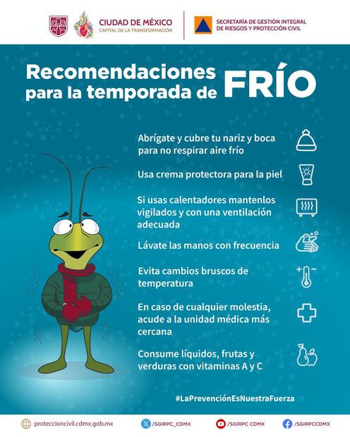 En temporada de frío, estas son las recomendaciones de las autoridades capitalinas. Foto: Gobierno CDMX