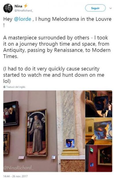 Fan de Lorde cuelga su disco en el Louvre