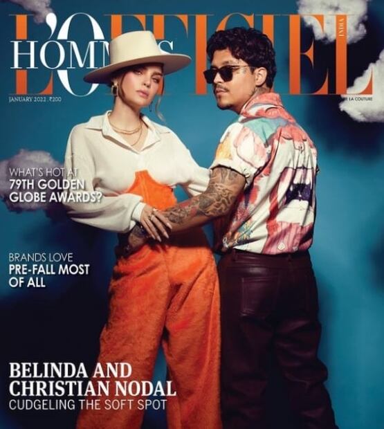 Belinda y Christian Nodal posan juntos para revista de moda internacional