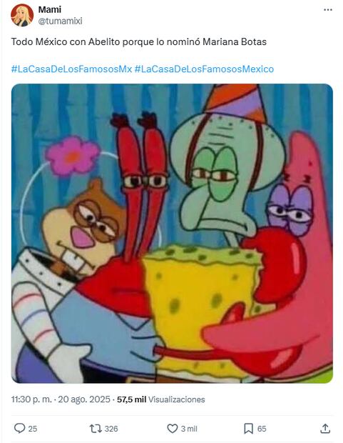Memes de la cuarta noche de nominaciones en La Casa de Los Famosos 3. Foto: X