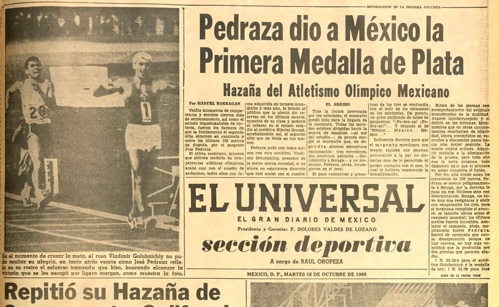 Pedraza Zúñiga obtuvo la primera medalla de plata para México en los juegos de 1968, al final de los cuales México sumaría 15 preseas. Hemeroteca EL UNIVERSAL.
