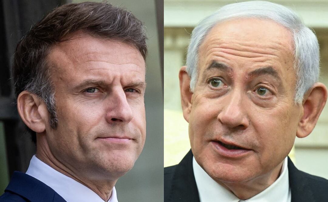 Emmanuel Macron, presidente de Francia, y Benjamin Netanyahu, primer ministro de Israel. Foto: EFE/AFP
