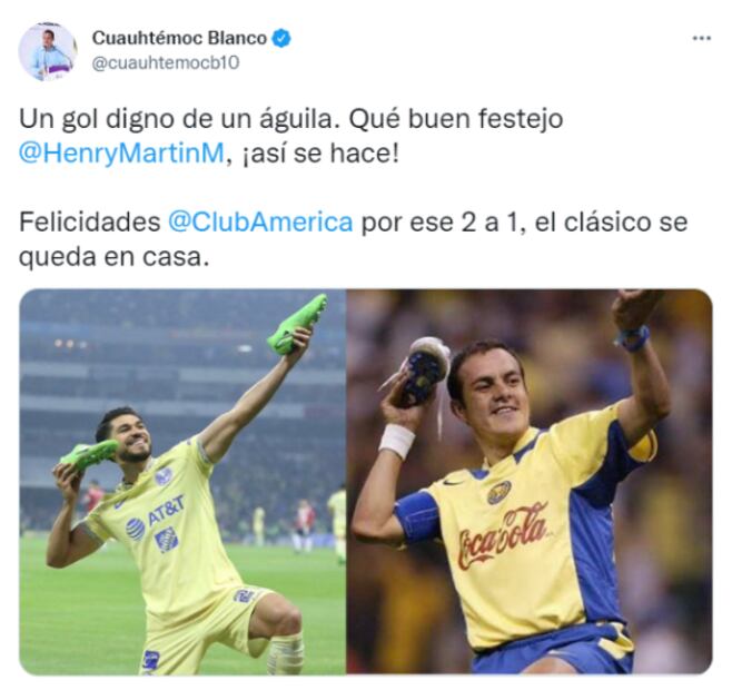 Cuauhtémoc Blanco envía mensaje a Henry Martín por su festejo contra Chivas
