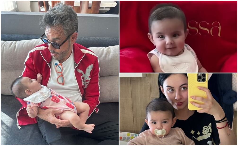 Tessa  con su abuelo y su mamá. La hija de José Eduardo Derbez enternece con su parecido a la familia de su padre.