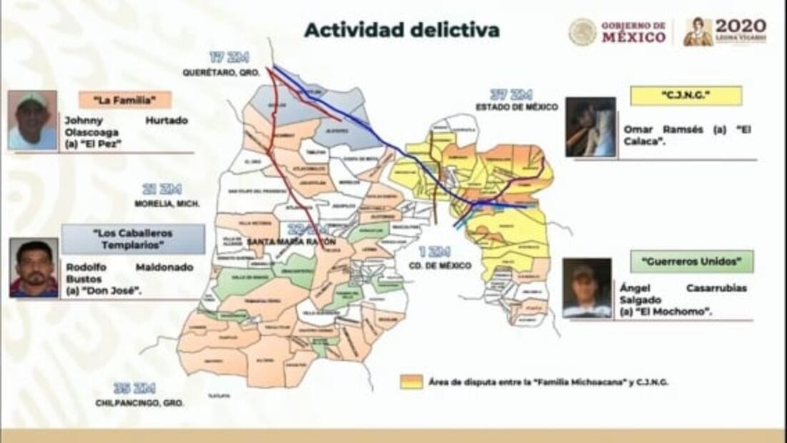 Six criminal organizations operate in Mexico City, the State of Mexico, and Hidalgo