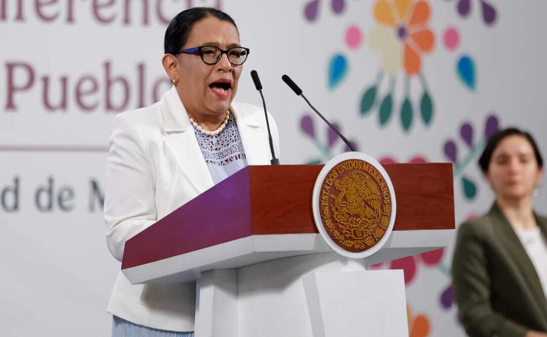 Rosa Icela Rodríguez, titular de Segob, durante la mañanera de este 10 de junio del 2025. Foto: Diego Simón / EL UNIVERSAL