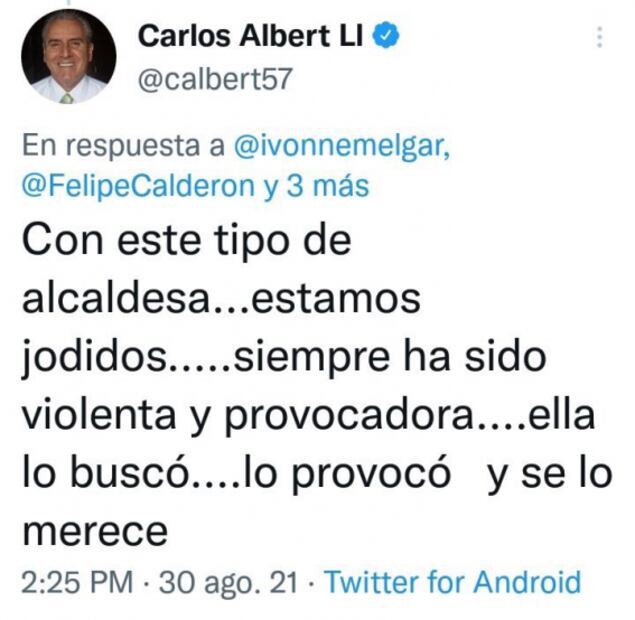 Carlos Albert tunde a alcaldesa tras ser agredida: “se lo buscó, se lo merece”