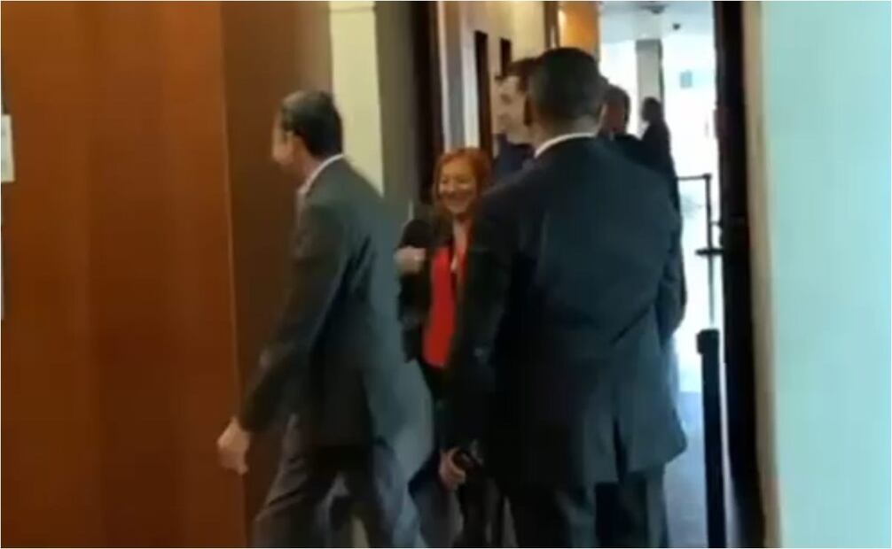 Rosario Piedra Ibarra es recibida por Fernández Noroña en el Senado. Foto: Captura de pantalla