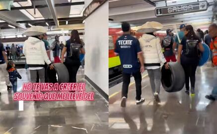 Aficionado presume haberse llevado una llanta como recuerdo del Gran Premio de México