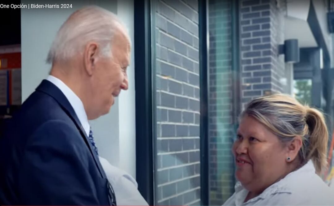 En el anuncio los demócratas cuidan cada detalle: las imágenes son en color cuando hablan de Biden, y en blanco y negro cuando mencionan a Trump. Foto: Tomada de Video