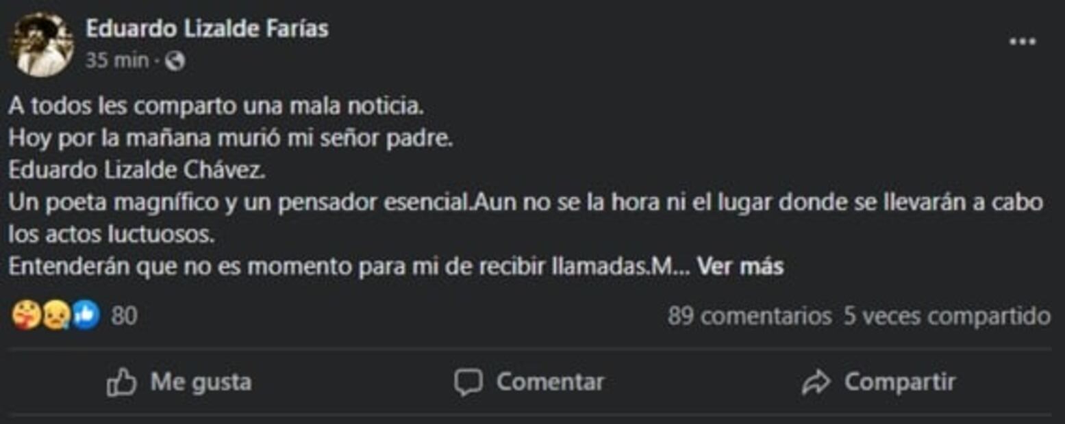 Murió el poeta y ensayista Eduardo Lizalde 
