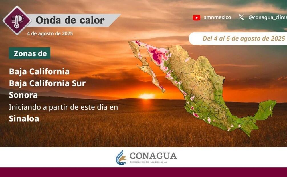Autoridades anunciaron altas temperaturas en el estado (06/08/2025). Foto: Especial