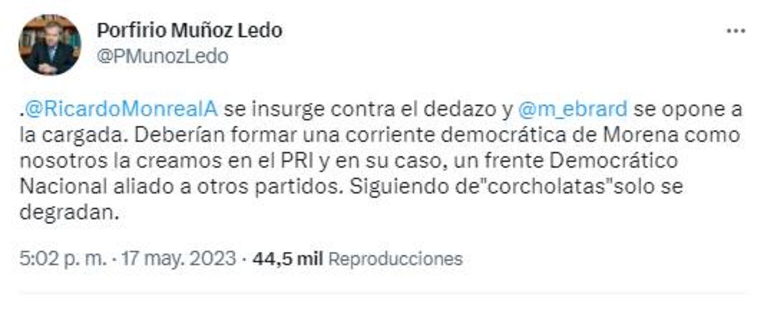Porfirio Muñoz Ledo sugiere a Monreal y Ebrard formar corriente democrática / Captura de pantalla