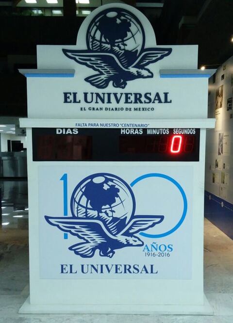 Reloj digital que se puso en marcha el 1 de octubre de 2015, hoy llega a su conteo final con la conmemoración del centenario de El Gran Diario de México (CRISTIAN AVILA. EL UNIVERSAL)