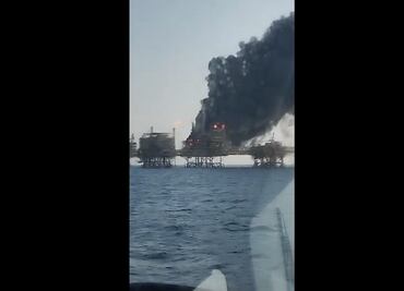 VIDEO: Pemex controla incendio en plataforma de Pemex en Cantarell, Campeche; reporta 9 heridos no graves