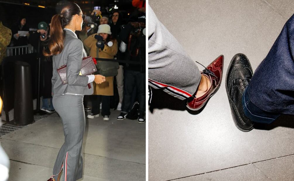 Eiza compartió una foto con sus zapatos y los del actor Adrien Brody. Foto: Instagram @eizagonzalez