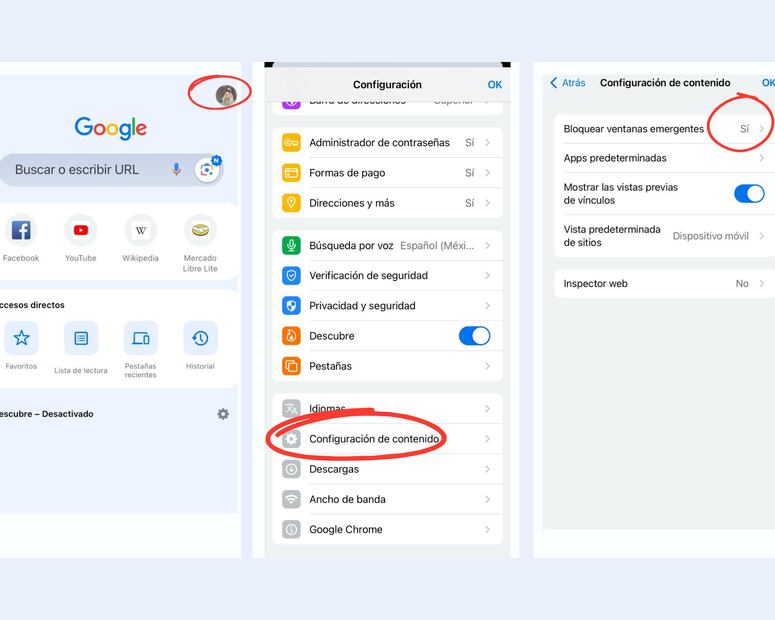 Bloquea las ventanas emergentes en Chrome. Foto: Captura de pantalla