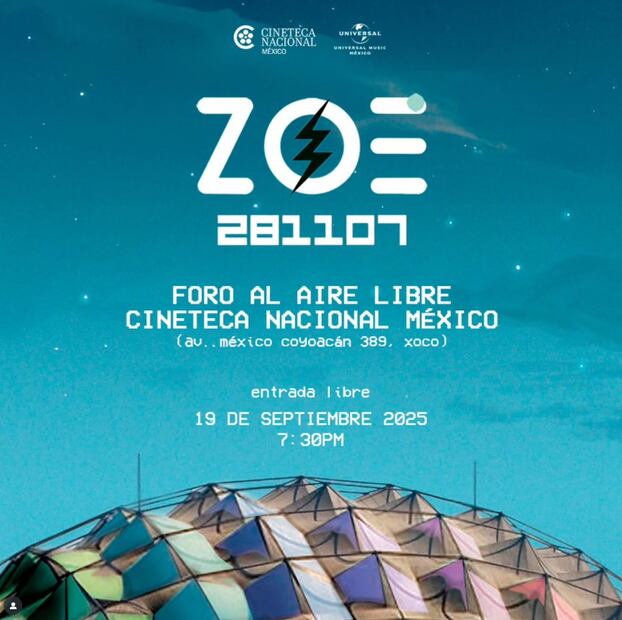 Concierto de Zoé se proyectará en la Cineteca Nacional.