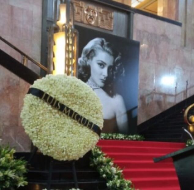Dentro del Palacio de Bellas Artes, donde Silvia Pinal recibe un homenaje, hay una corona de rosas blancas enviada por Luis Miguel, el cantante fue pareja de Stephanie Salas, con quien tuvo a Michelle Salas, su hija.