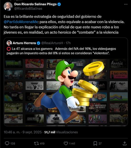 El empresario aumentó la polémica en la red con su opinión. Foto: Captura de pantalla