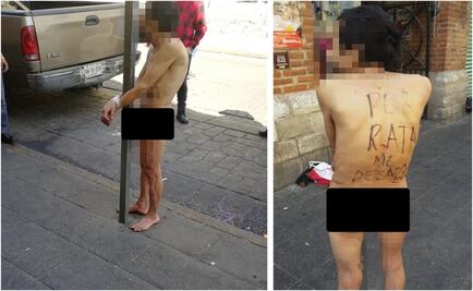 Atrapan y desnudan a presuntos ladrones en Oaxaca