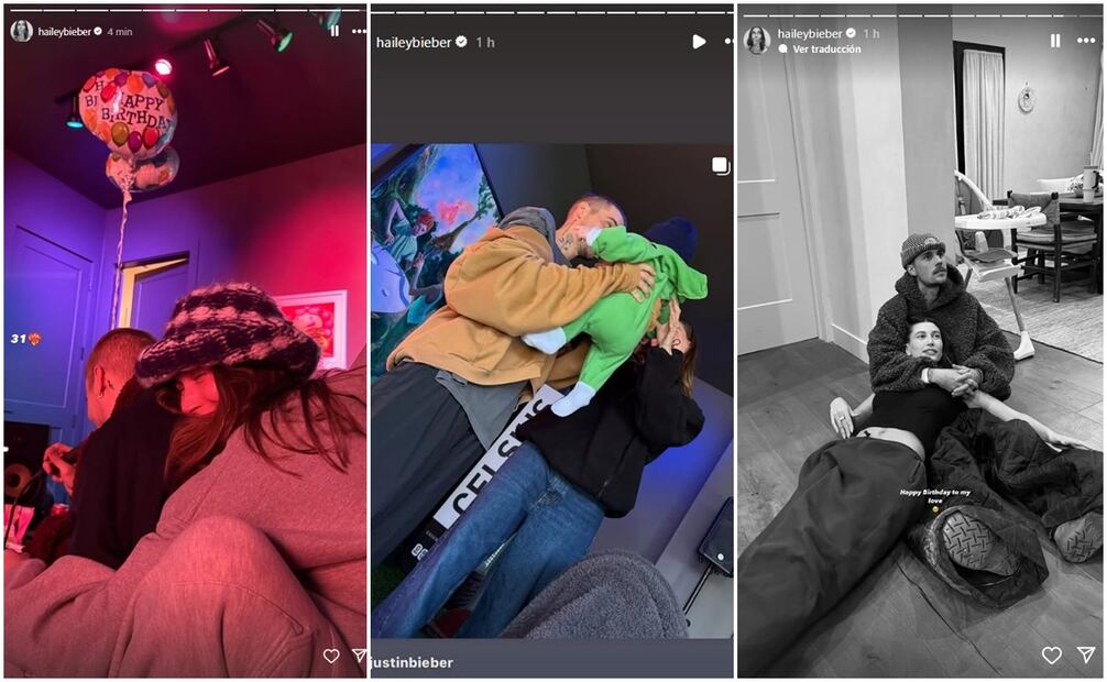 Hailey Bieber compartió estas fotos celebrando el cumpleaños 31 de su esposo Justin Bieber.