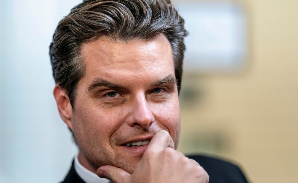 El representante republicano Matt Gaetz sonríe en el Congreso el 22 de septiembre de 2023, en Washington. Foto: AP
