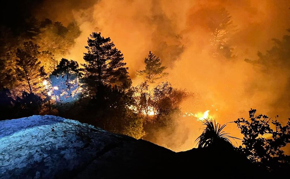 Autoridades agrarias de Mitla informaron a EL UNIVERSAL que el incendio forestal sigue fuera de control en varios puntos. Fotos: Especiales.