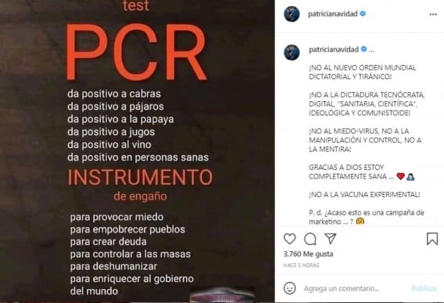 Paty Navidad insiste en que el coronavirus es un engaño, pese a que dio positivo