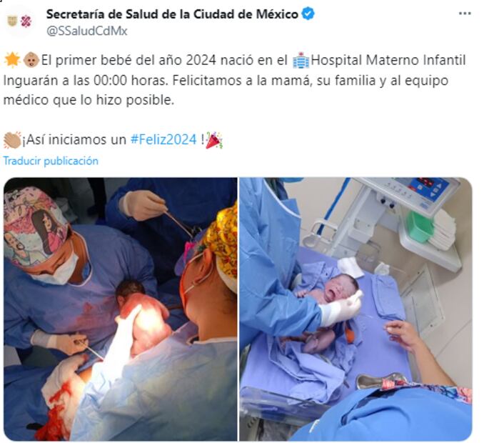 El primer bebé de 2024 en la Ciudad de México. Foto: Captura de pantalla