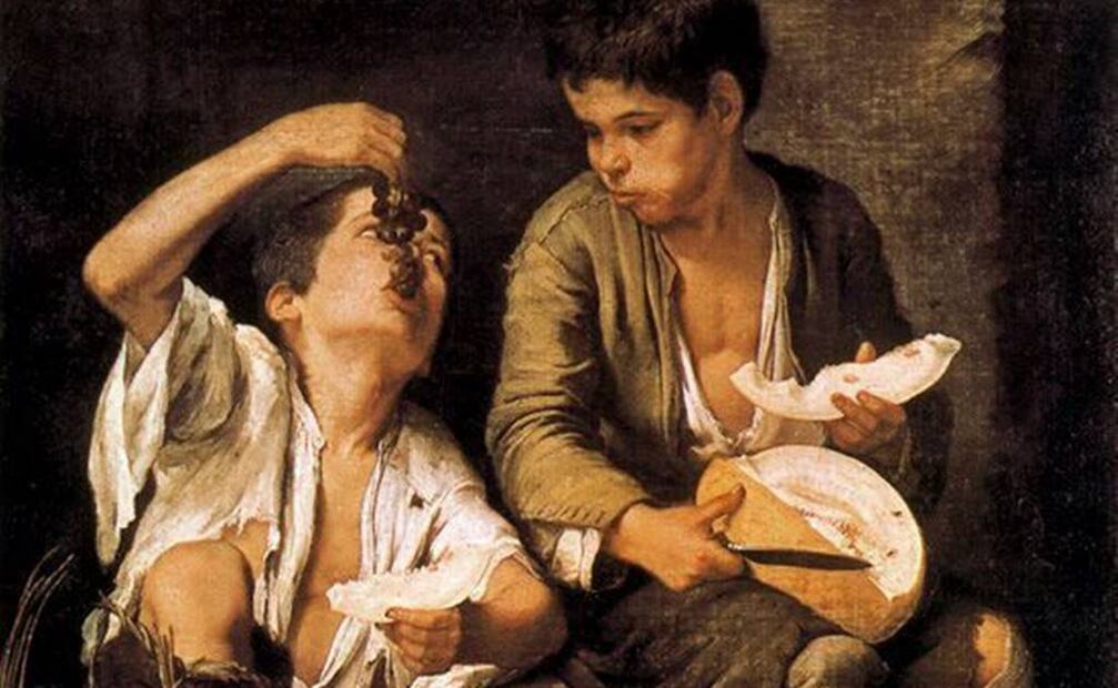 "Niños comiendo melón y uvas", de Esteban Murillo.