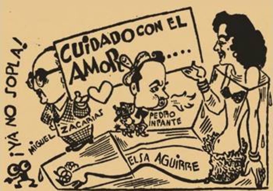Caricatura de la época. Decían que al público se quedó con ganas de ver más de la hermosura de Elsa Aguirre. Hemeroteca EL UNIVERSAL.