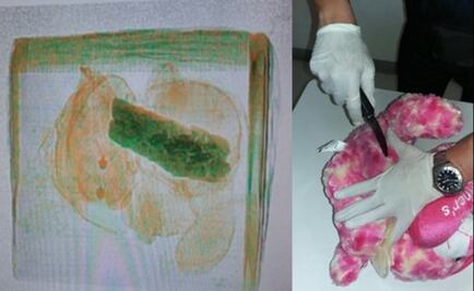 Hallan 1.4 kg de droga en un oso de peluche