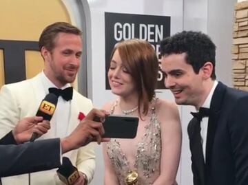 Así reaccionó Emma Stone al beso de Andrew Garfield y Ryan Reynolds