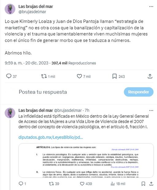 Brujas del Mar critica a Juan de Dios Pantoja y Kimberly Loaiza. / Foto: captura pantalla.