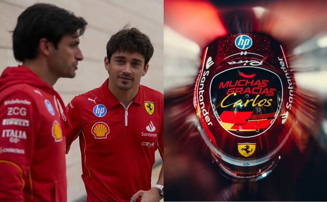 Carlos Sainz y Charles Leclerc en el Gran Premio de Qatar | El casco que usará Charles Leclerc en el Gran Premio de Abu Dhabi - Foto: AP/ @charles_leclerc en Instagram