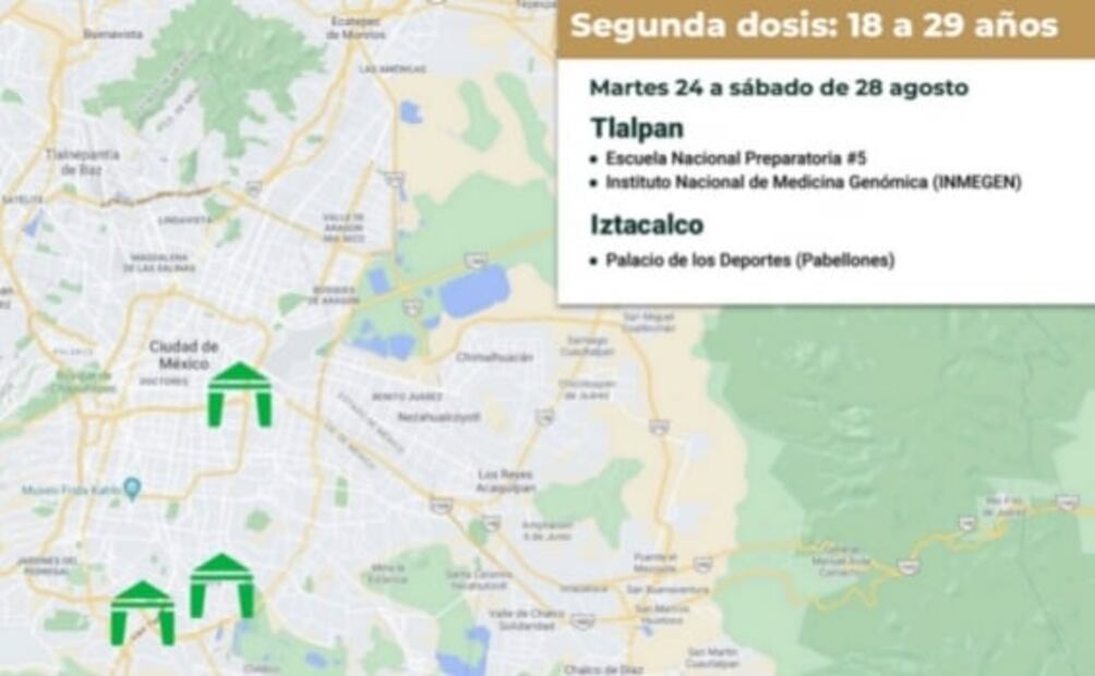 ¿Cuándo aplicarán segunda dosis Covid a jóvenes de 18 a 29 años en Iztacalco y Tlalpan?