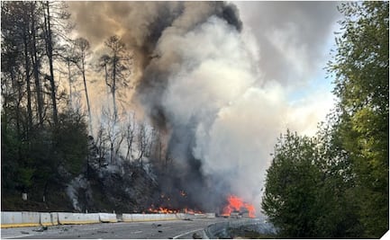 Carambola en la autopista México-Puebla provoca caos vial; pipa se incendia tras el accidente