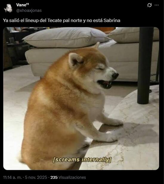 Los mejores memes que dejó el cartel del Tecate Pa'l Norte 2026. Foto: Redes Sociales