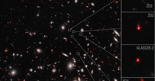 El James Webb capta 7 galaxias a solo 650 millones de años del Big Bang