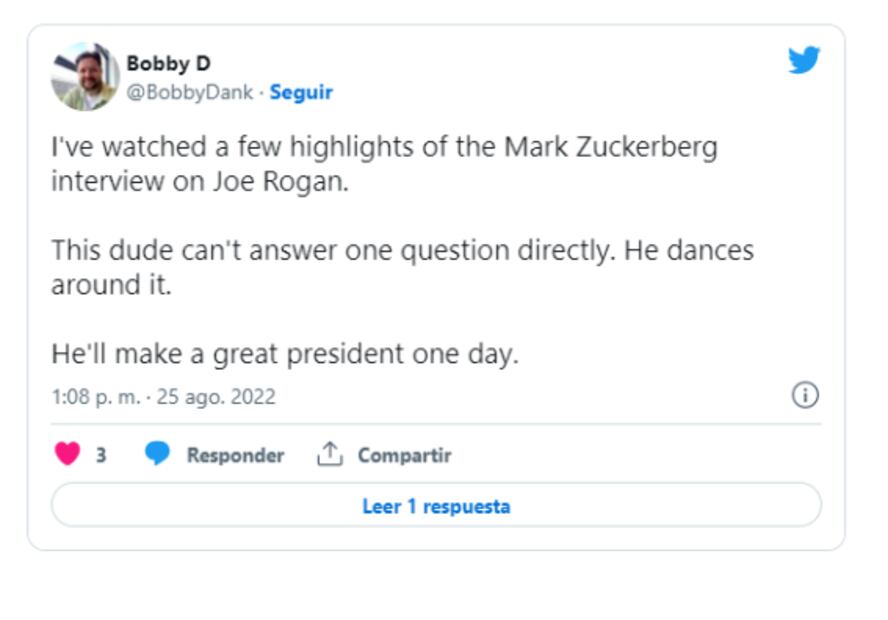 Internautas reaccionan a la entrevista de Zuckerberg en el Podcast de Joe Rogan