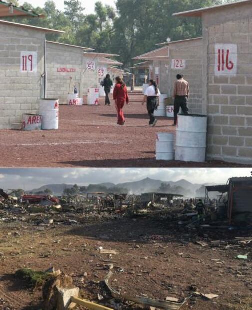 Fotografías. El mercado de Tultepec antes y después de la explosión