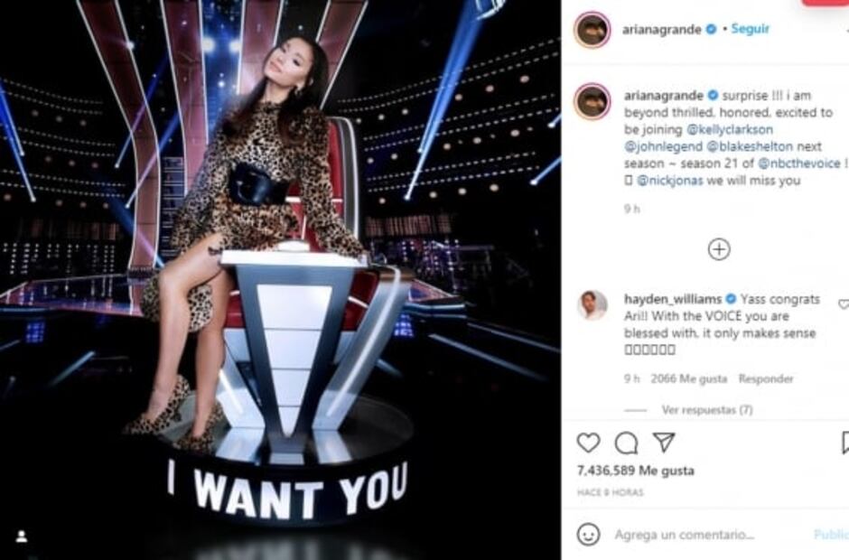 ¡Ariana Grande sorprende, será coach de “The Voice”!