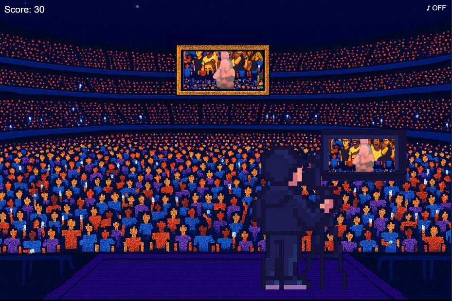 Así se ve la pantalla en el videojuego basado en el escándalo por el romance entre Andy Byron, CEO de Astronomer y Kristin Cabot. Foto: Coldplay Canoodlers