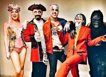 Kabah arma fiesta de Halloween con Harley Quinn y Joker